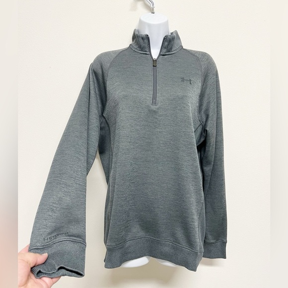Under Armour Mens Gray Golf Quarter Zip Storm Cold Gear Pullover Sweater Size M - Picture 5 of 10